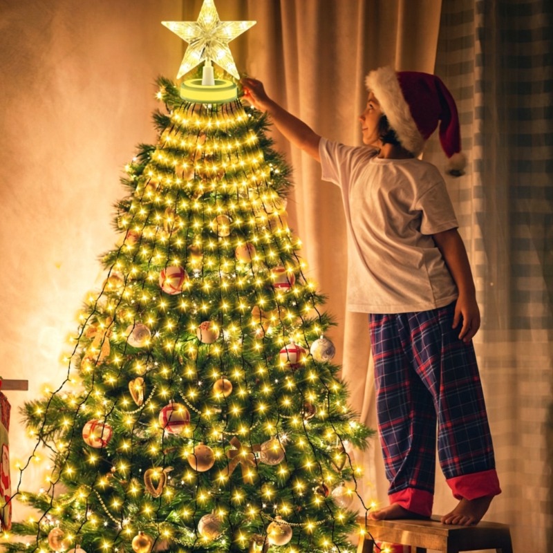 Star Tree Topper - Luces de anillo para árbol de