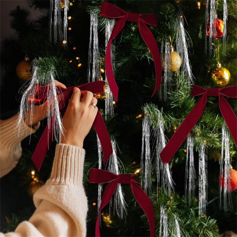 Lazos de terciopelo color burd - Star Tree Topper reseña y precio