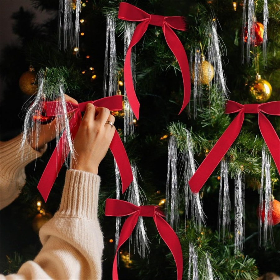 Lazos de terciopelo color burd - Star Tree Topper reseña y precio
