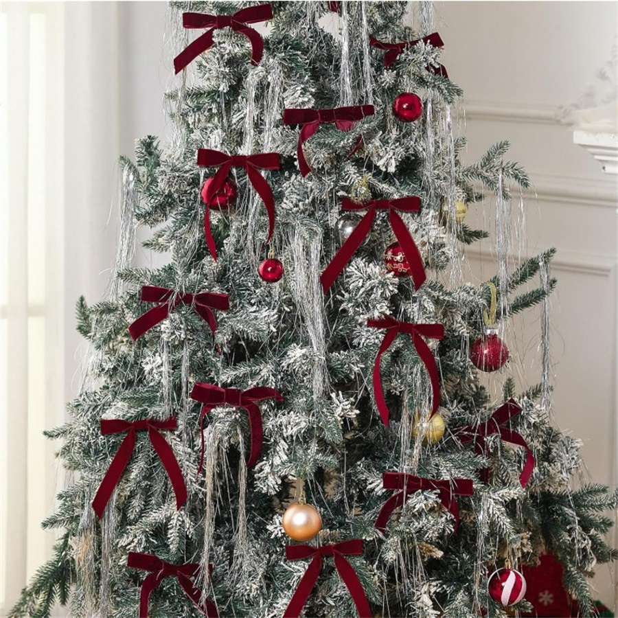 Lazos de terciopelo color burd - Star Tree Topper reseña y precio