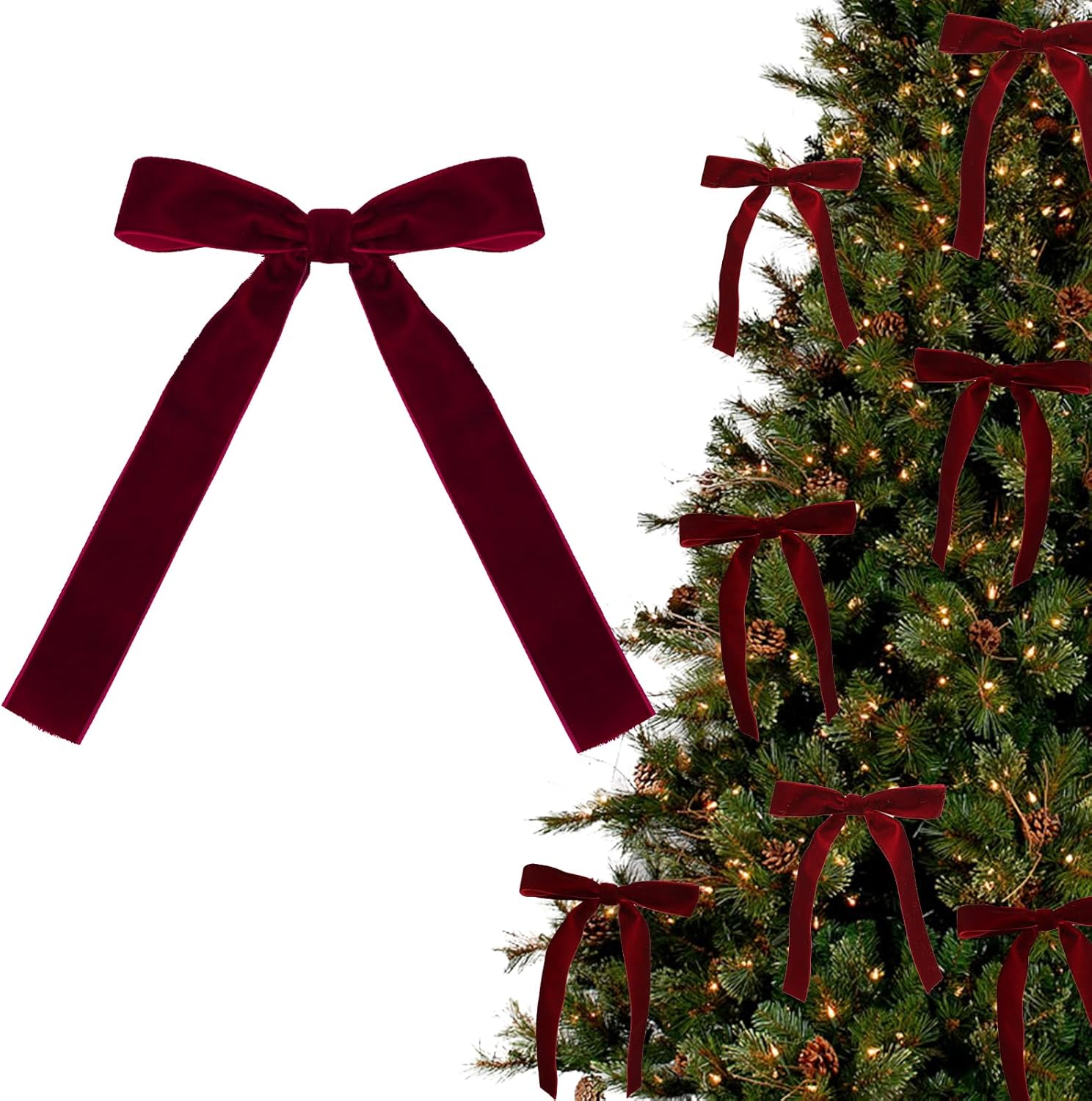 Lazos de terciopelo color burd - Star Tree Topper reseña y precio