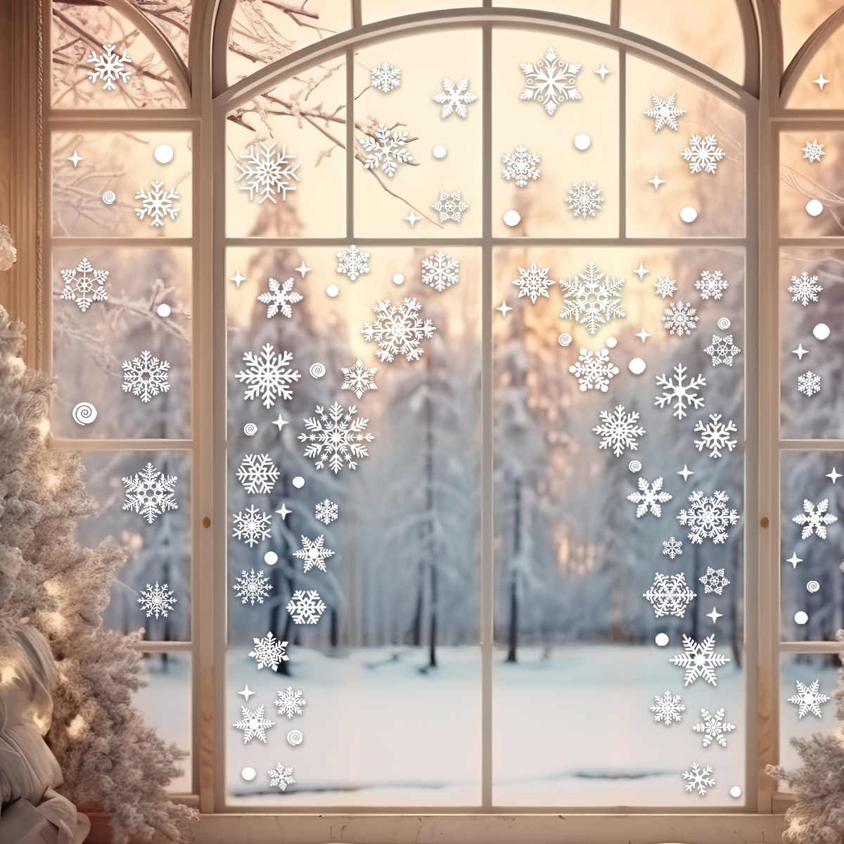 4 hojas de pegatinas navideñas - Snowflake Window Decal reseña y precio
