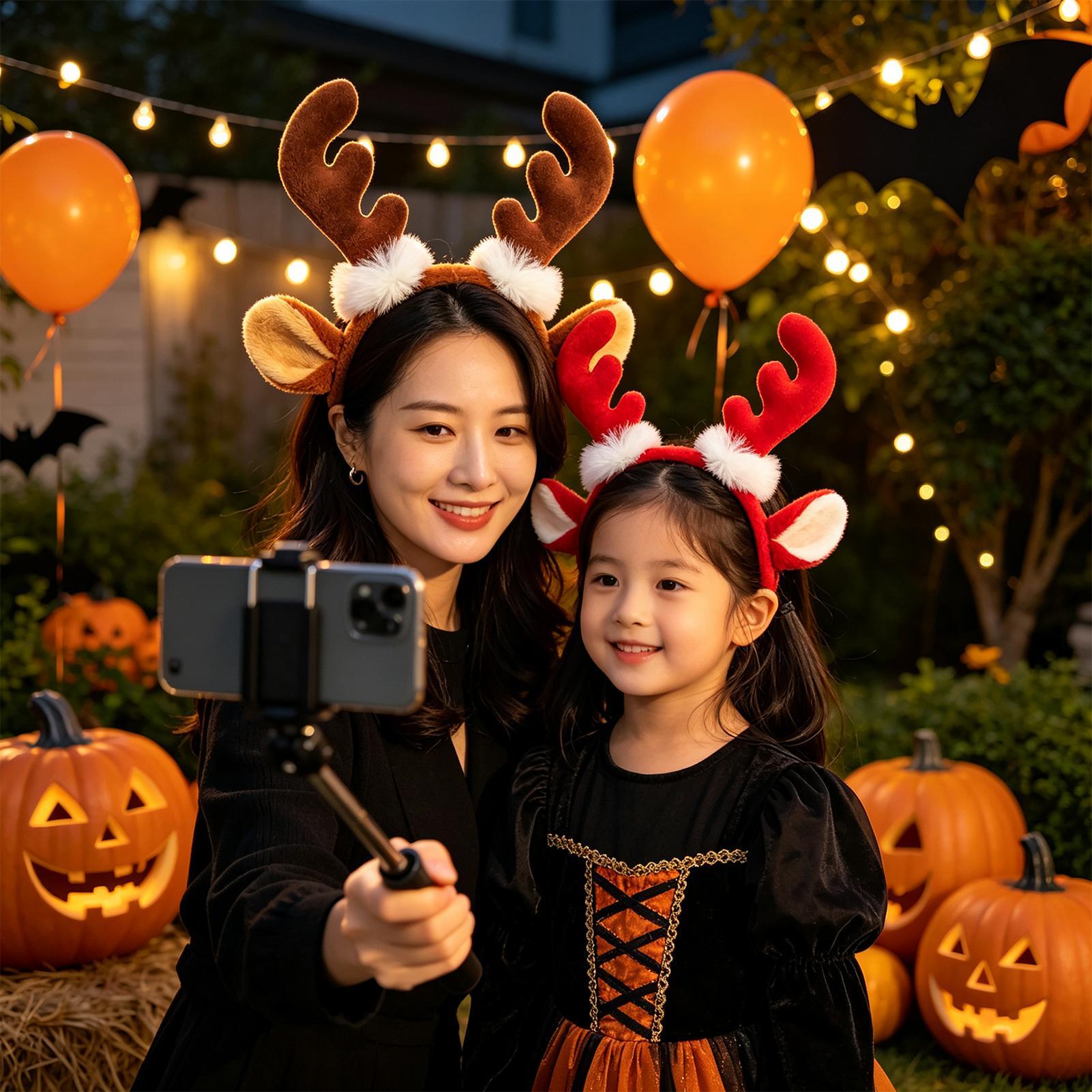 Diadema navideña con cuernos d - Reindeer Antlers Headband reseña y precio