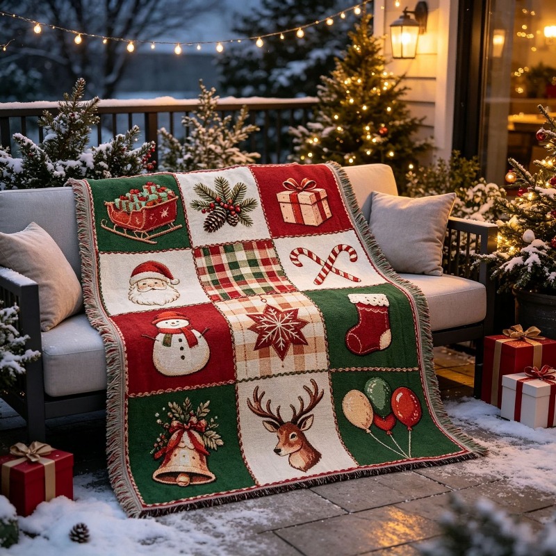 Tapiz Navideño de Jacquard con - Christmas Throw Blanket reseña y precio